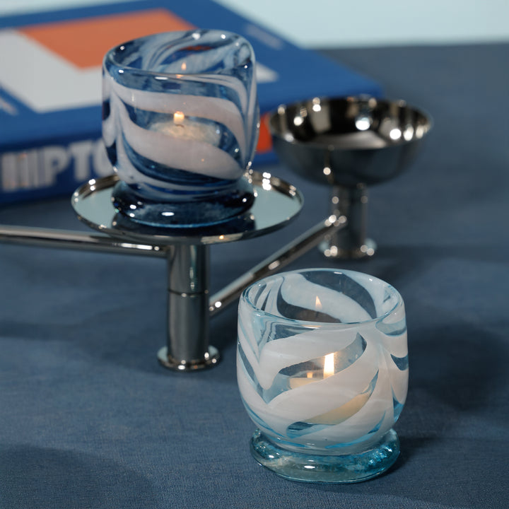 Venezia Colored Tealight/Votive Holder-Aqua Blue