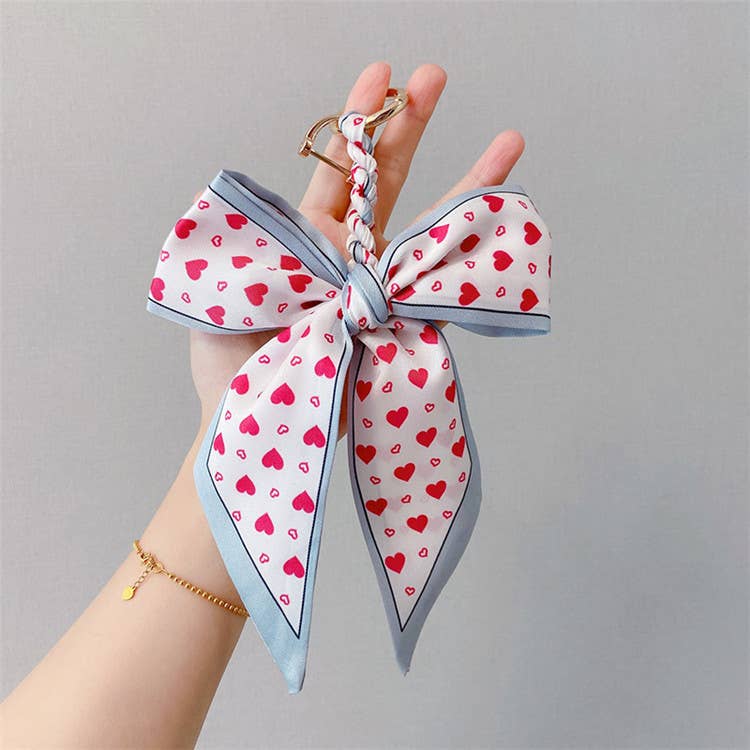 Fashion Print Scarf Keychain- Red