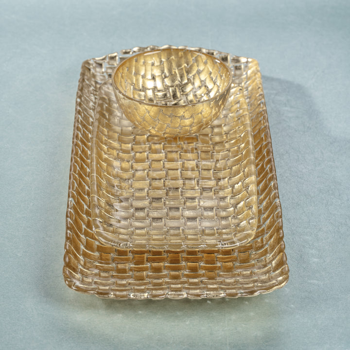 Gold Braided Rectangular Tray