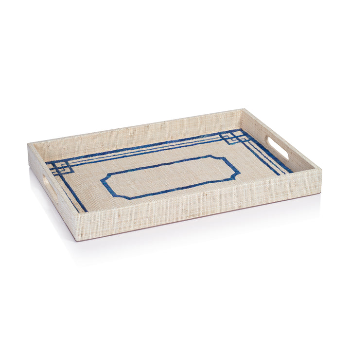 Pattern Lagoon Natural Fiber Raffia Serving Tray