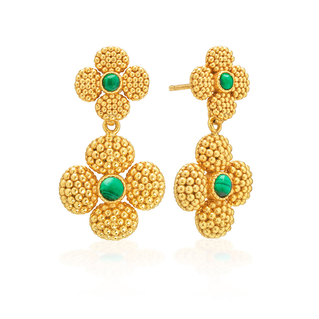Berry Clover Convertible Duo Earrings- Malachite