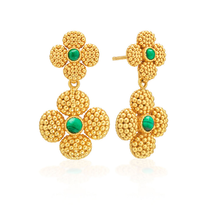 Berry Clover Convertible Duo Earrings- Malachite