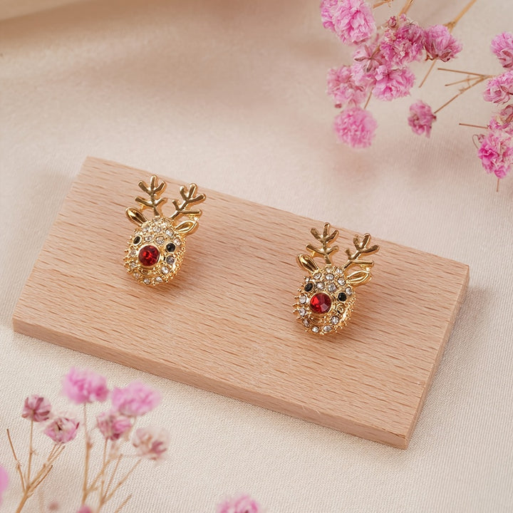 Rhinestone Reindeer Stud Earrings