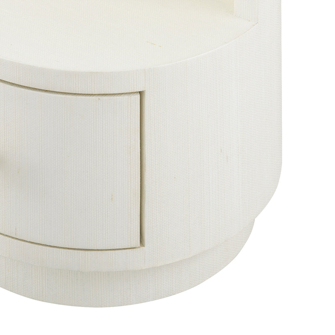 Aaron 2-Drawer Side Table with Glass Top-Sand White