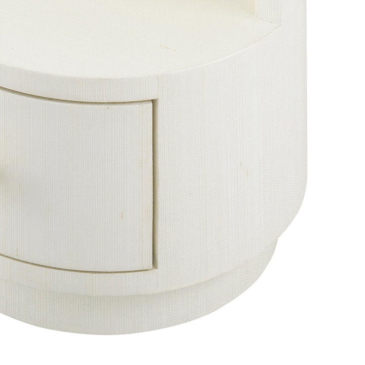 Aaron 2-Drawer Side Table with Glass Top-Sand White
