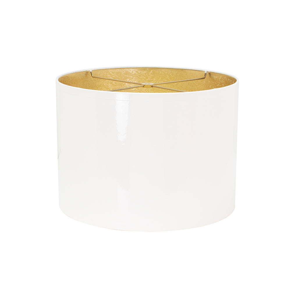 White Spindle Table Lamp- White Shade w/ Gold Lining