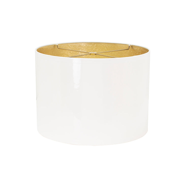 White Spindle Table Lamp- White Shade w/ Gold Lining