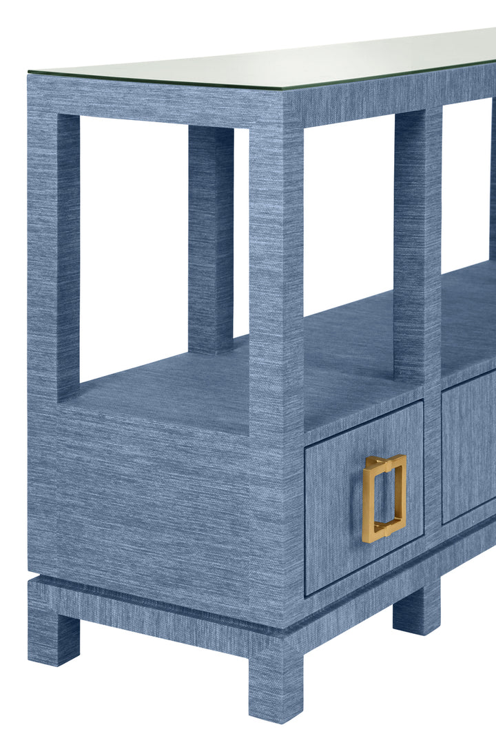 Blue Grasscloth Console