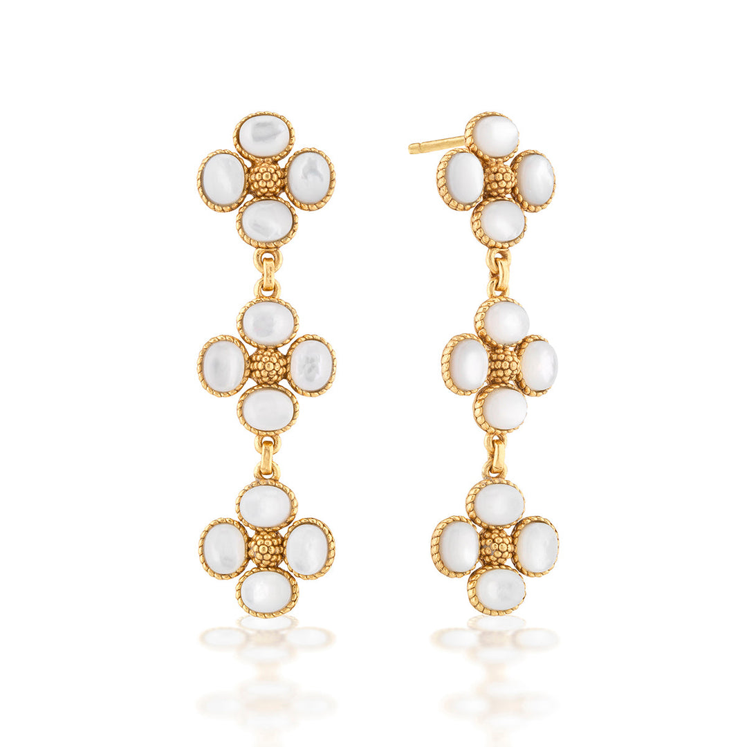 Berry Clover Linear Earrings-MOP