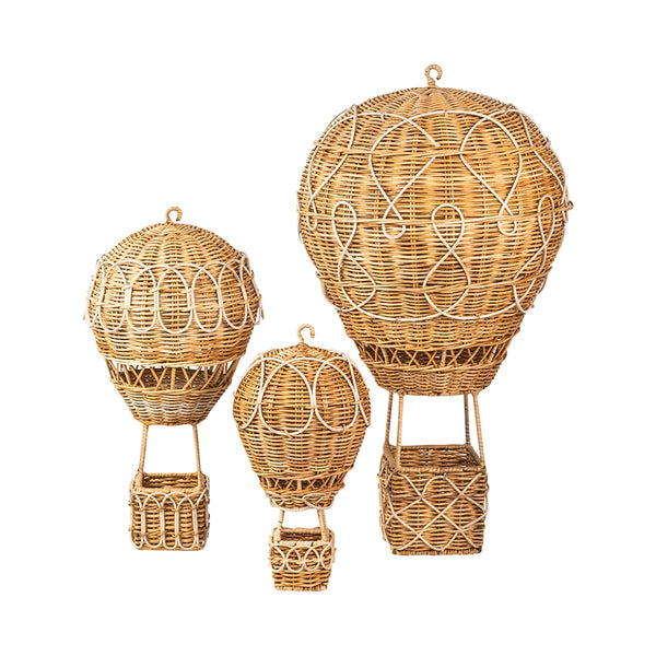 Provence Rattan Whitewash Small Hot Air Balloon