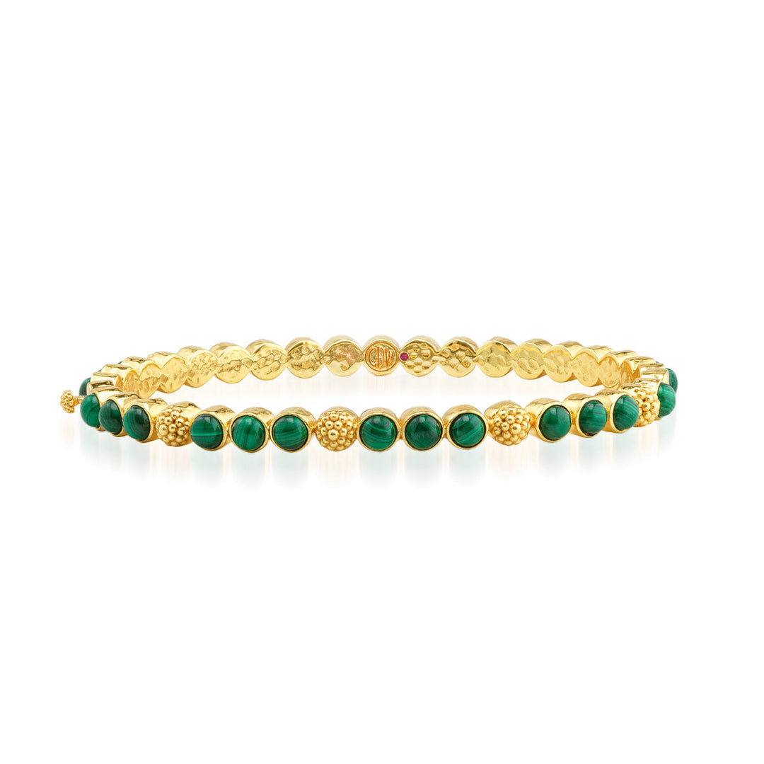 Berry Gem Petite Hinged Bangle- Malachite