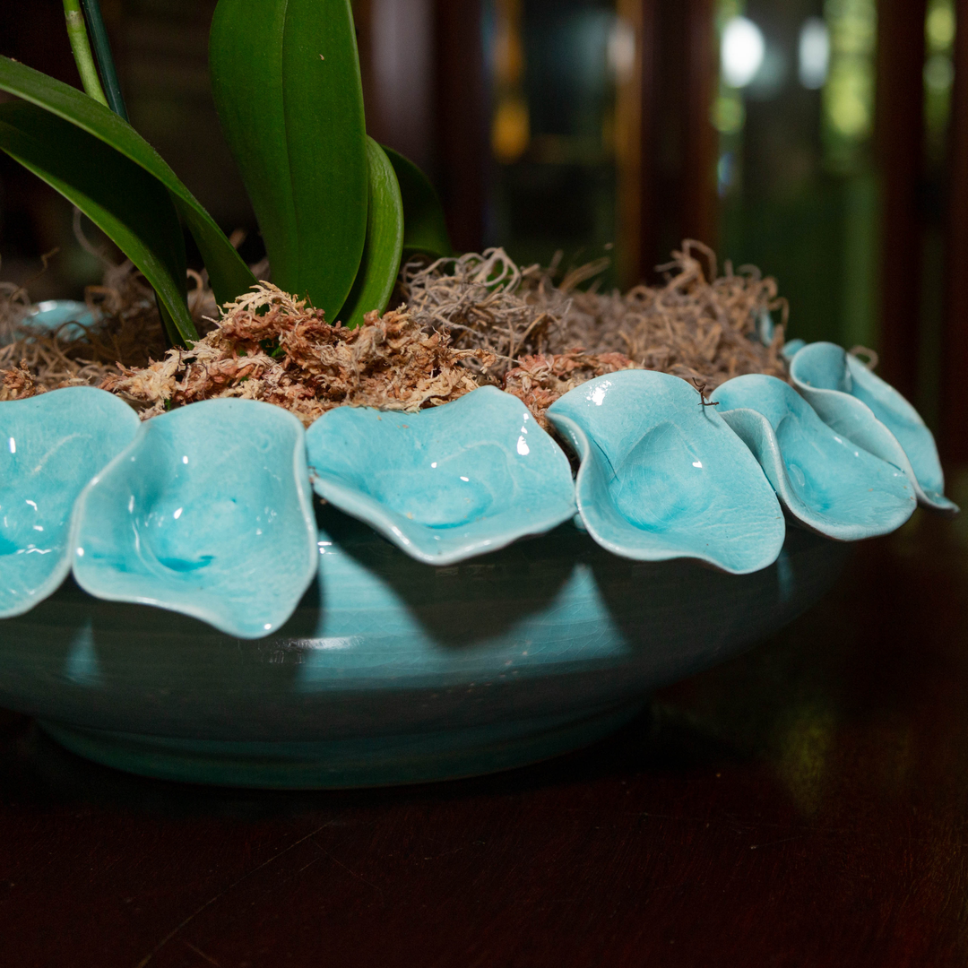 Bowl with Petals Turquoise