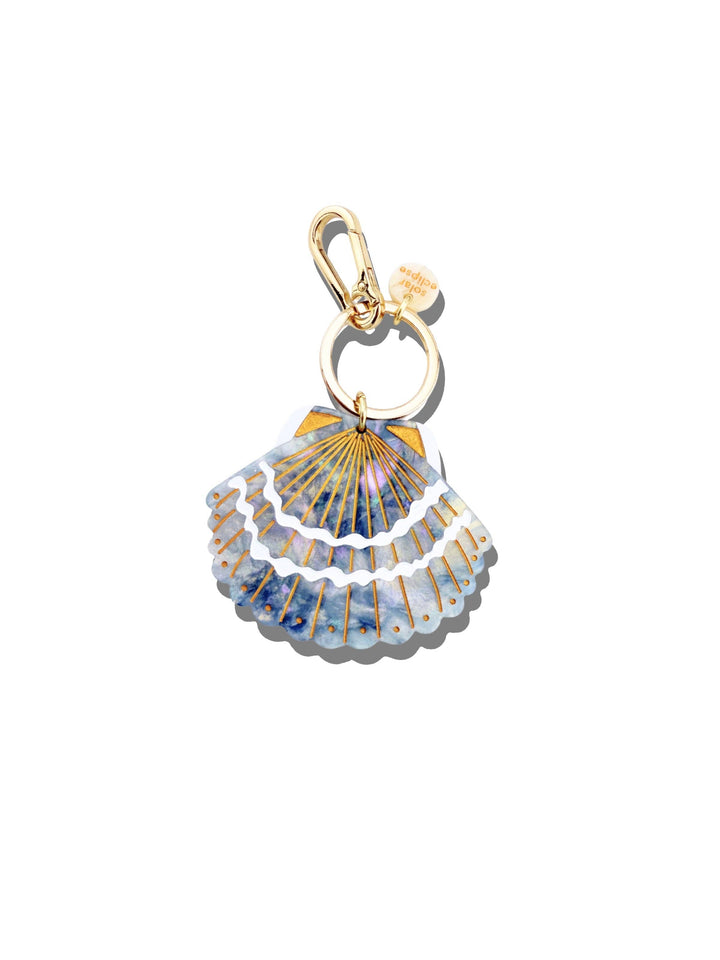 Sea Shell Bag Charm Keychain Baby Blue