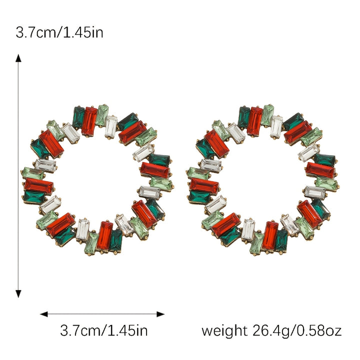 Christmas Circle Rhinestone Earrings