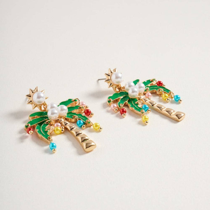 Palm Tree Pearl Earrings