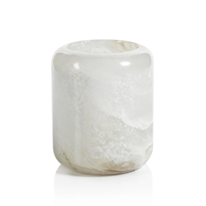 Teran Polished Alabaster Stone Candle Holder Pair