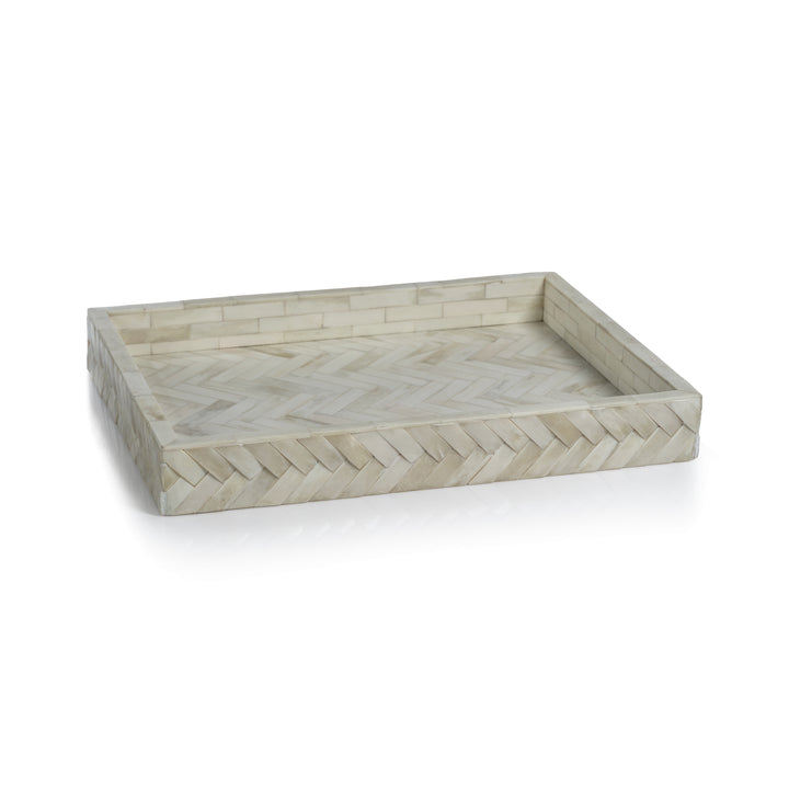 Bone Braided Tray White