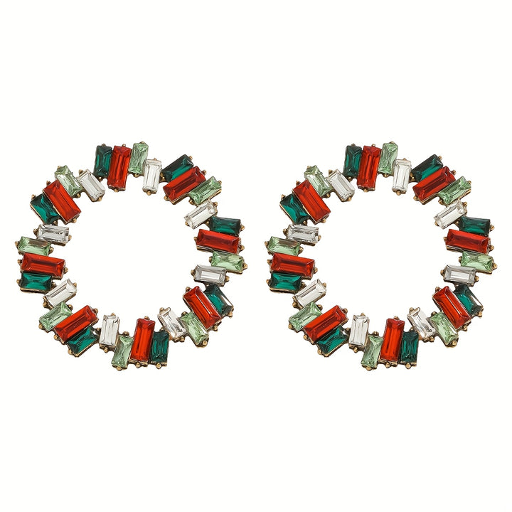 Christmas Circle Rhinestone Earrings