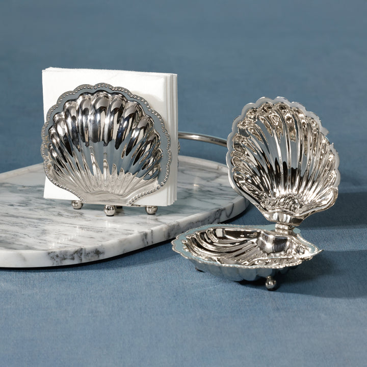 Cap Ferrat Fan Shell Napkin Holder-Polished Nickel