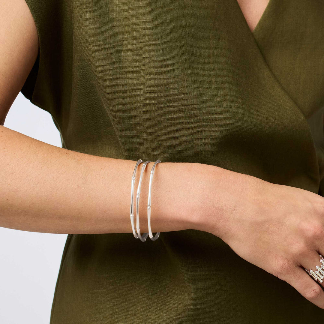 Bamboo Bangle Silver Med