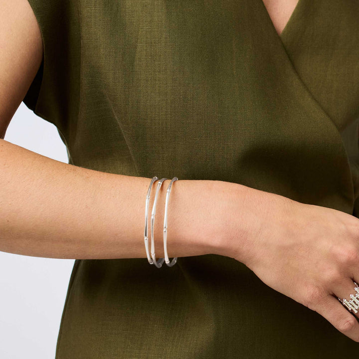 Bamboo Bangle Silver Med
