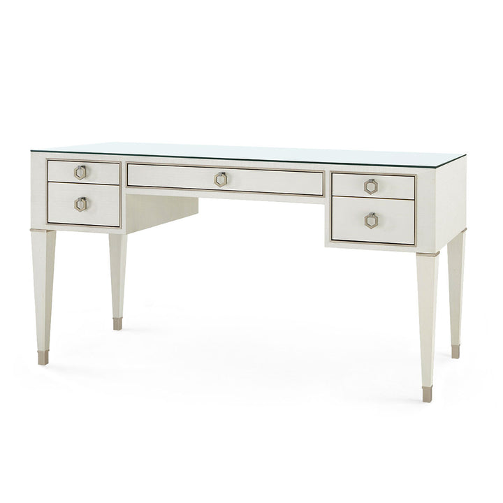 Morris Desk with Glass Top-Sand White
