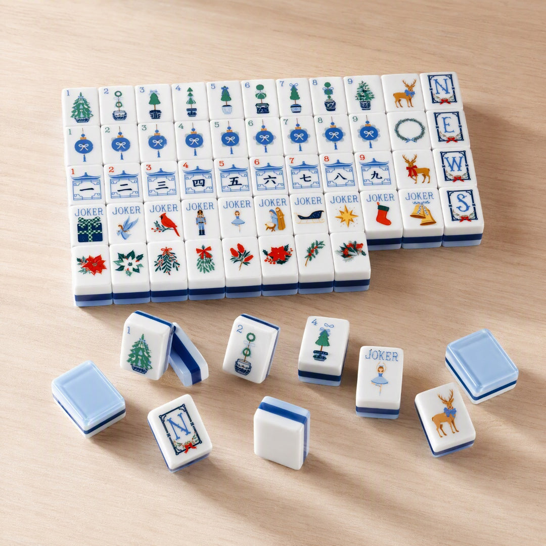 Blue &amp; White Holiday Mahjong Set