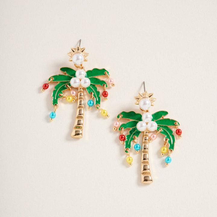 Palm Tree Pearl Earrings