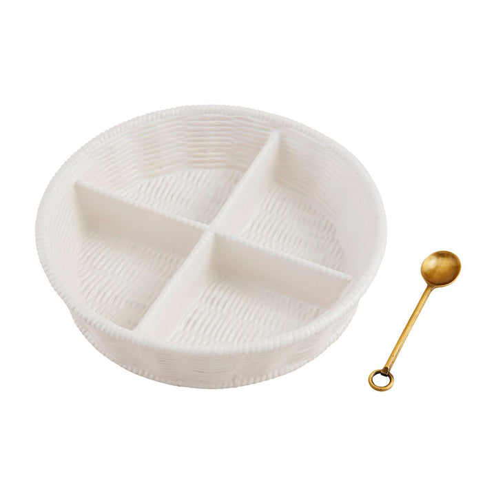 2 Piece Woven Stoneware Tidbit Server Set
