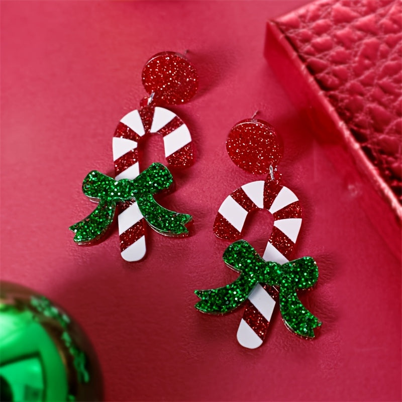 Acrylic Candy Cane Earrings
