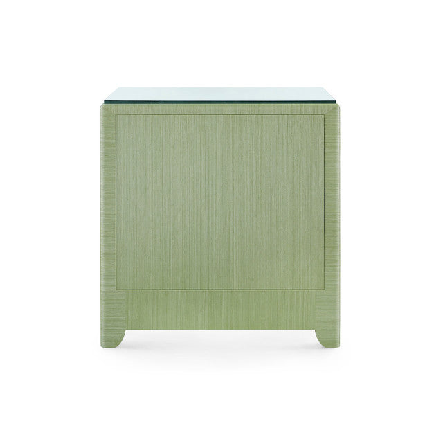 Gianna 3-Drawer Side Table w Glass Top-Spring Green