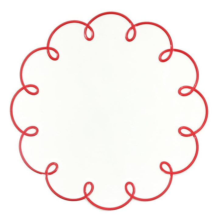 Scalloped Appetizer Plate-Set of 4-Red