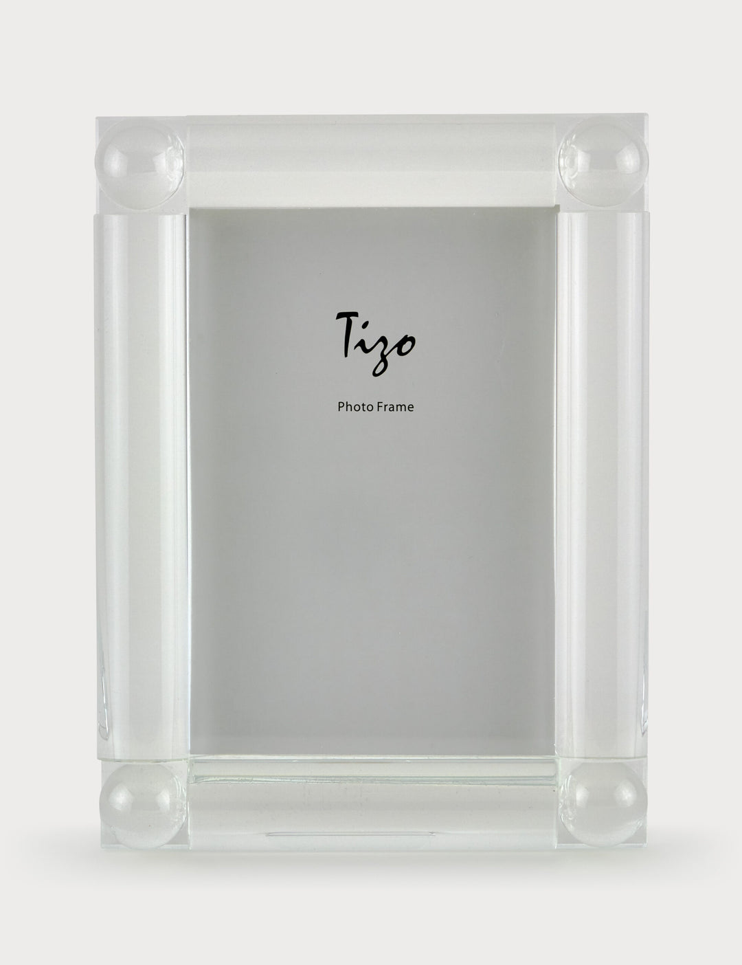 4X6 Crystal Glass Frame 4 Corner Ball Clear