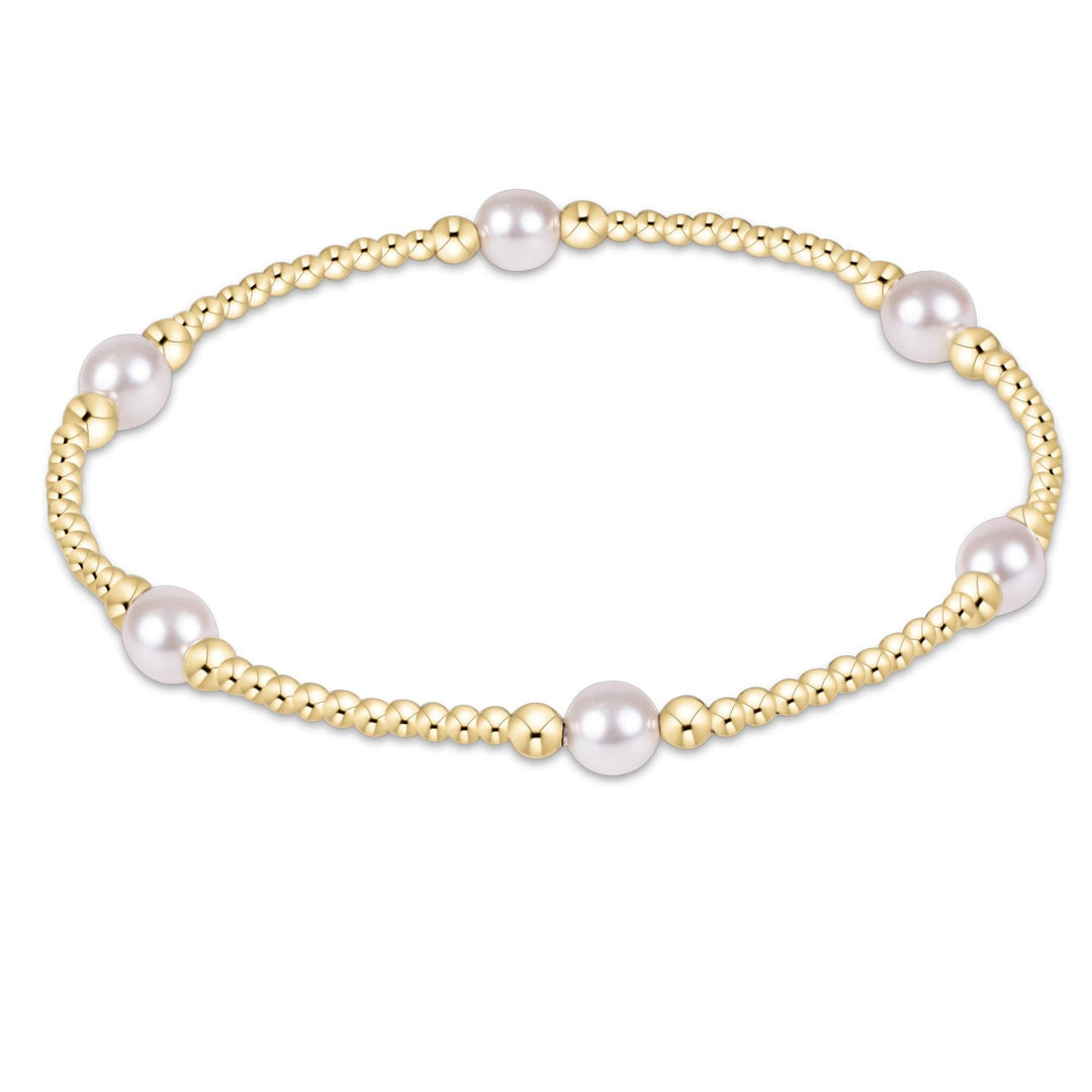 Dignity Sincerity Gold 5mm Bracelet - Pearl