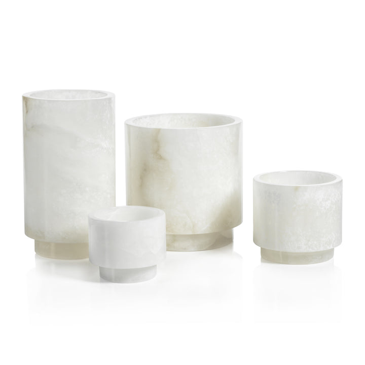 Yasmeen Polished Alabaster Stone Candle Holder