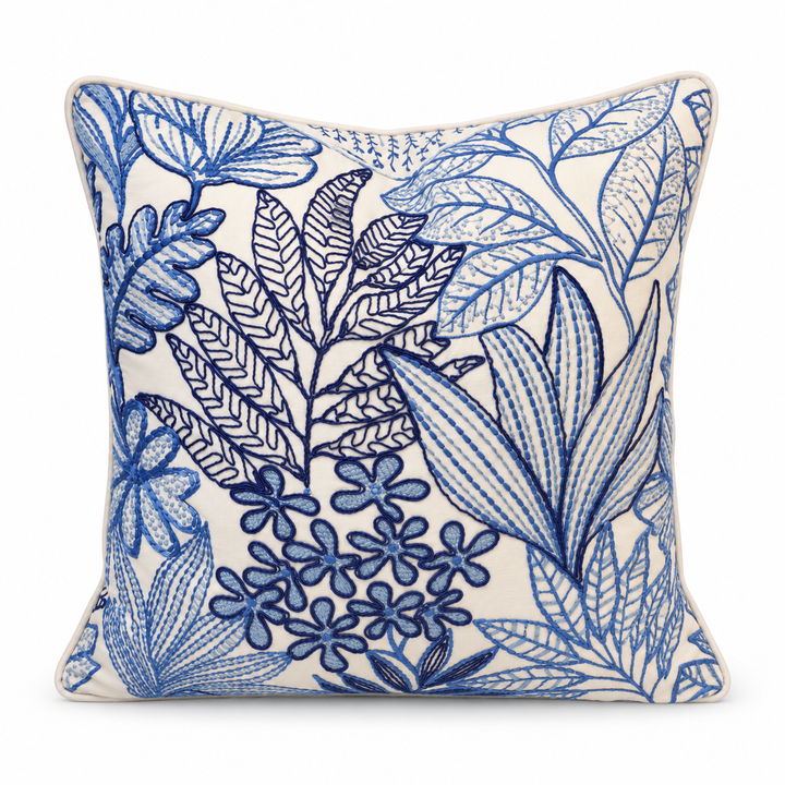 Blue Embroidered Pillow