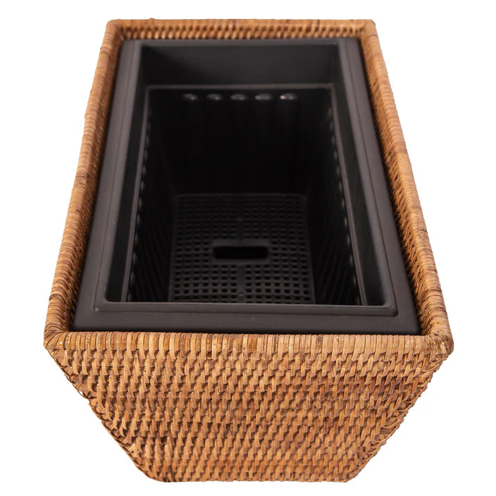 Rattan Rectangular Planter w/ Insert