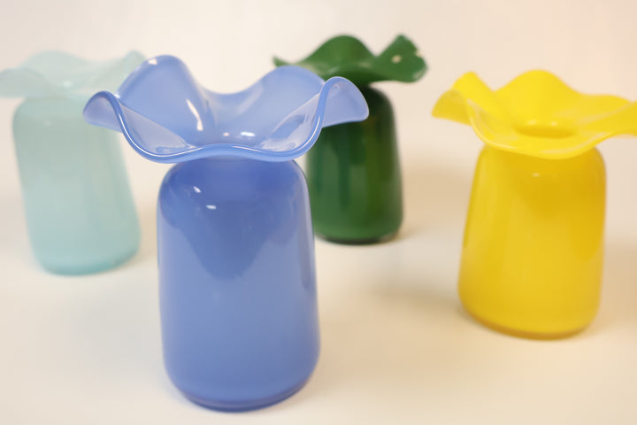 Medium Ruffle Bud Vase- Medium Blue