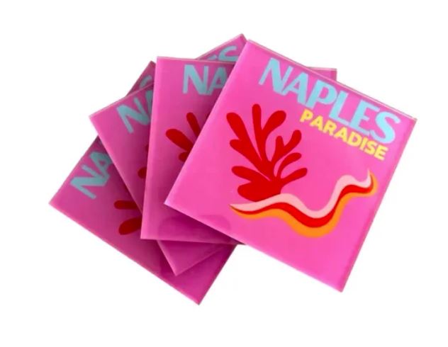 Pink Acrylic Naples Coasters- Set of 4