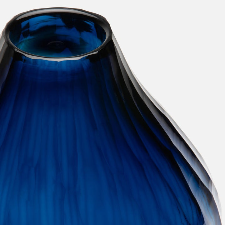 Striated Blue Glass Vase