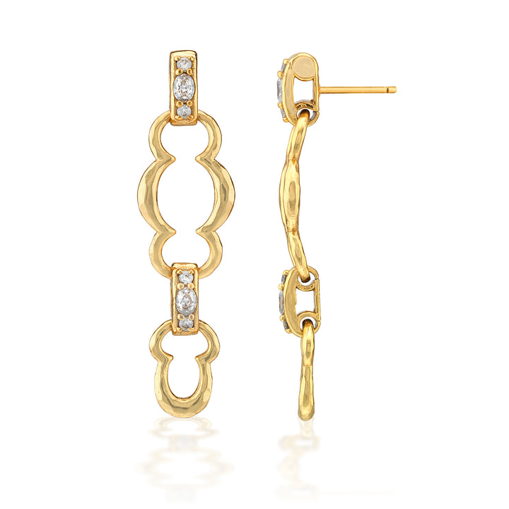 Maharani Grande Double Drop Earrings- Clear CZ