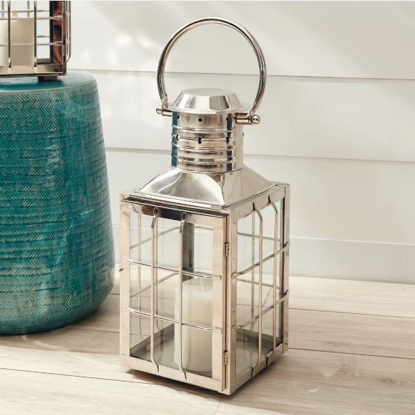 Nantucket Outdoor Silver Lantern- Large