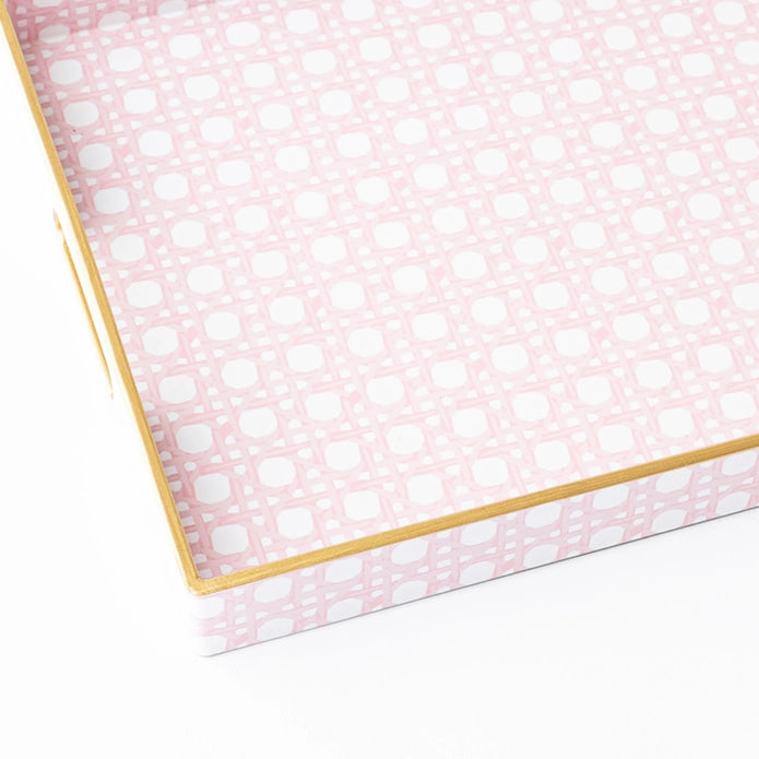 Pink Cane Rectangular Tray