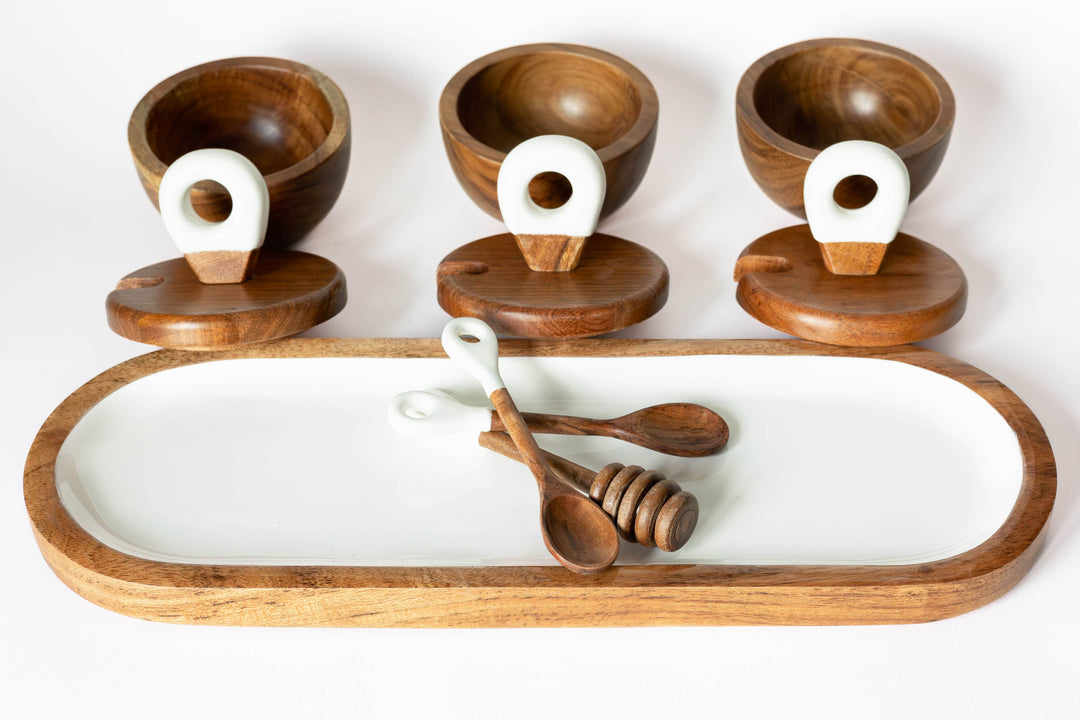 Acacia Wood Dipping Bowl Set