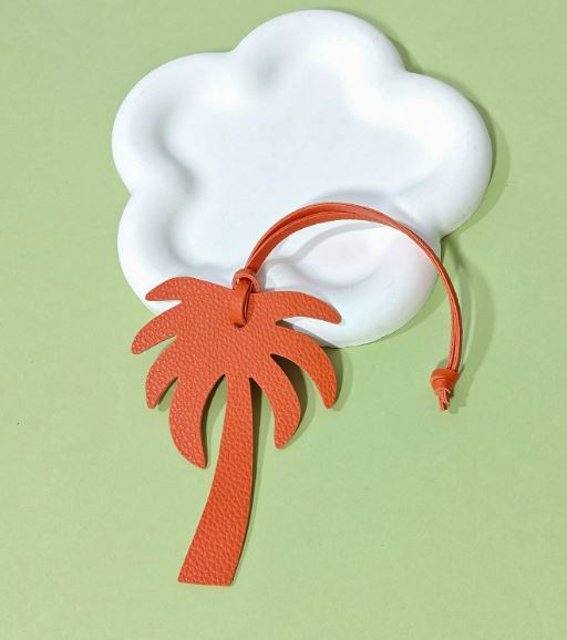 Faux Leather Palm Tree Bag Charm- Orange