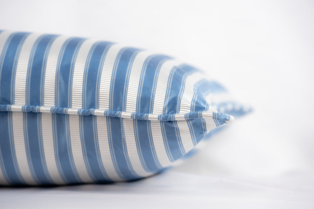 Shirred Stripe Pillow-Blue Opal