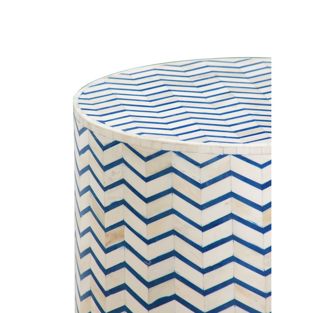 Chevron Blue Bone Accent Table