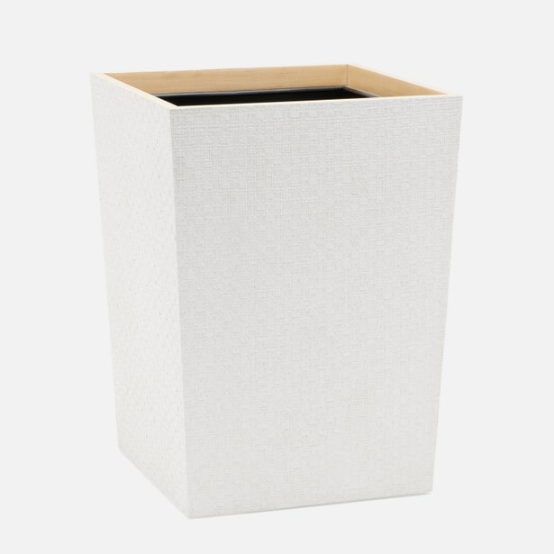 White Rattan Wastebasket