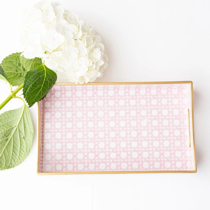 Pink Cane Vanity Tray