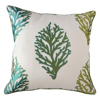 Coral Reef Embroidery Pillow-Seagrass